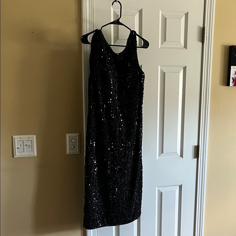 Mac Duggal Black Sequin Backless Dress